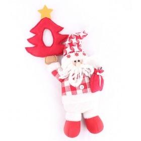 White And Red Plaid Cute Decorative Christmas Santa Dolls