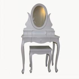 White Wooden Simple Design Dressing Table Set