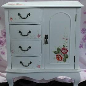 Floral Prints White Storage Cabinets