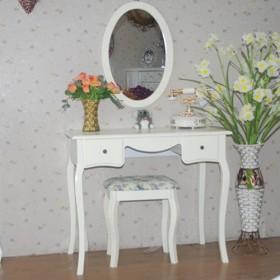 Exquisite Design Ivory White Wooden Dressing Table