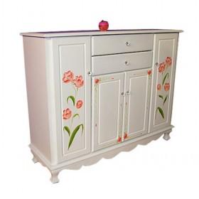 Utility Hand-painted White Wooden Shoe Cabinet