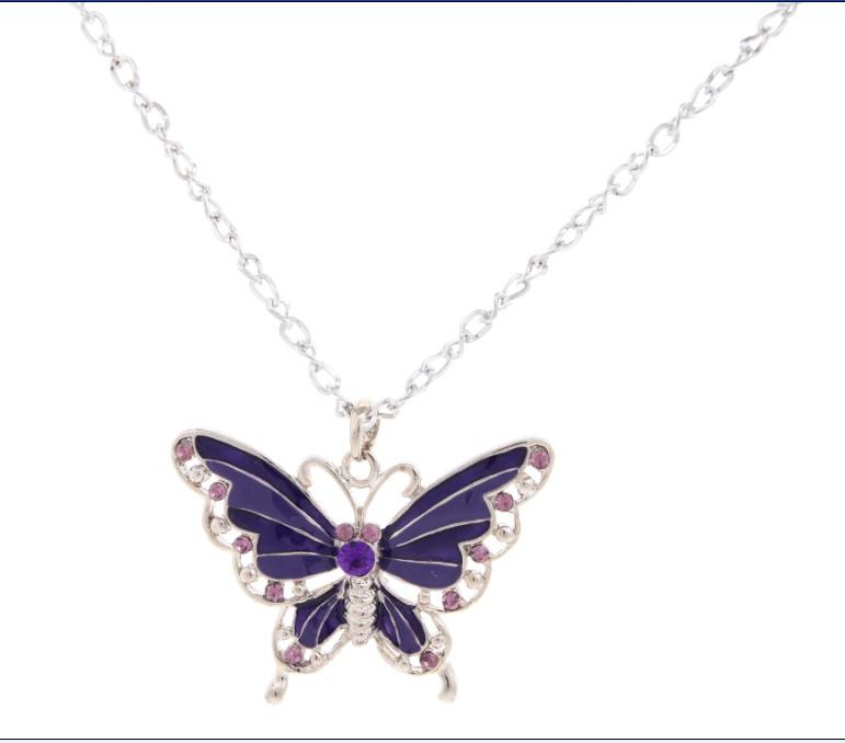 wholesale Beautiful Rhinestone Butterfly Shaped Necklace Purple ...